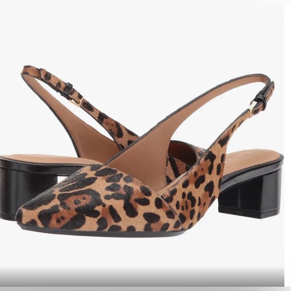Calvin Klein Cheetah print slip on heels
